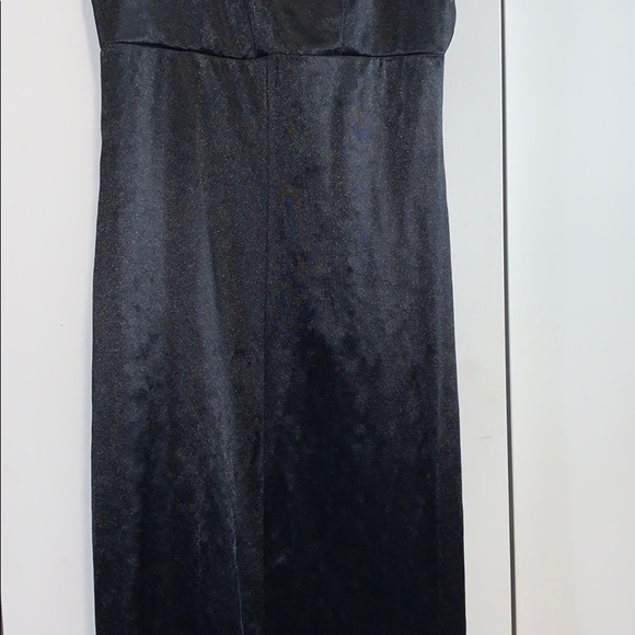 Long Black Stretchy Satin Dress/Gown with Slit - Picture 10 of 15